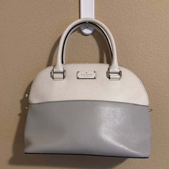 Kate Spade Groove Street Carli white and gray satchel bag with cross body strap - Picture 1 of 16